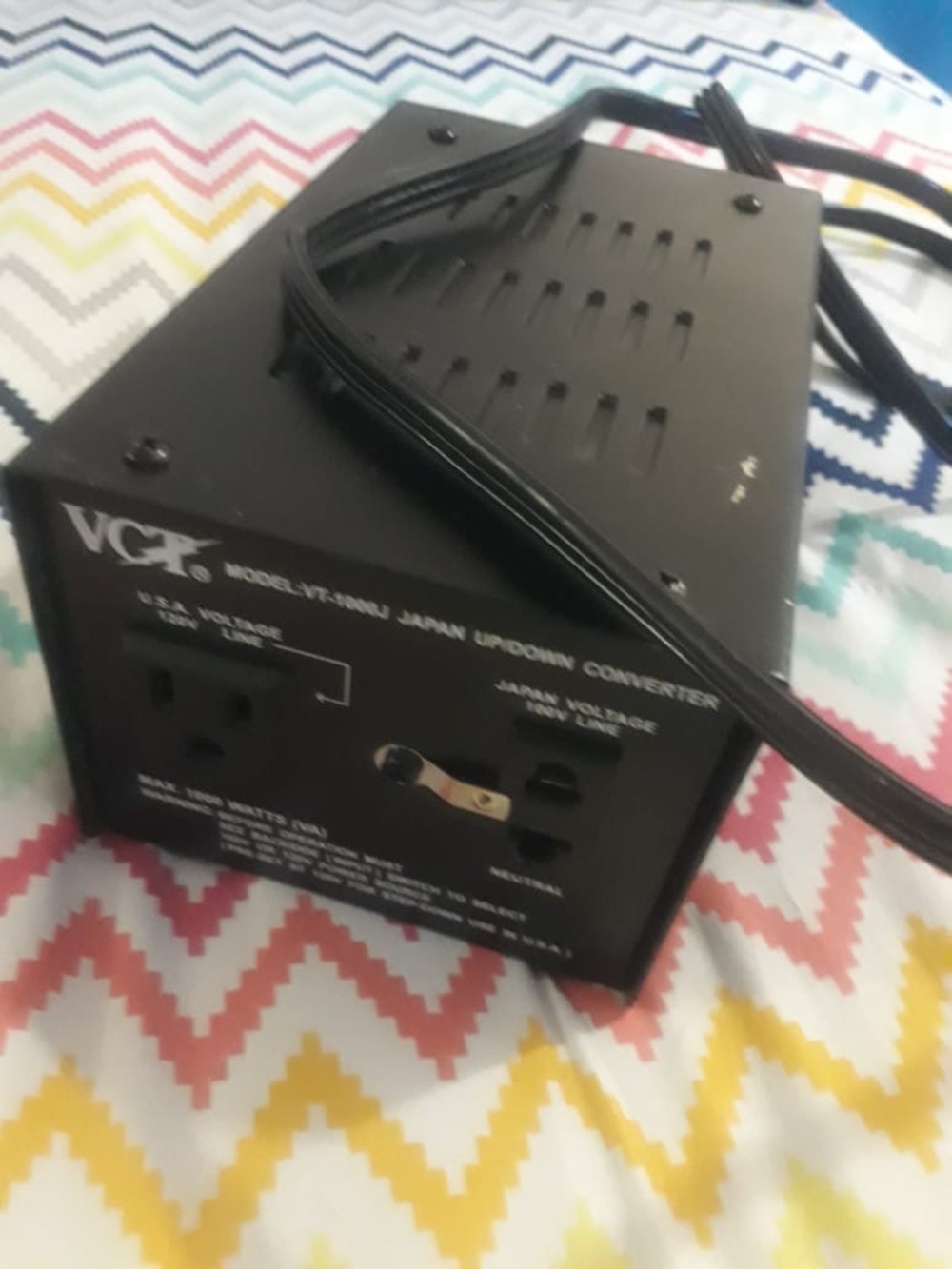 Black Voltage Converter Transformer - 100W Step-Up/Down